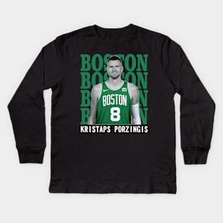 Boston Celtics Kristaps Porzingis Kids Long Sleeve T-Shirt